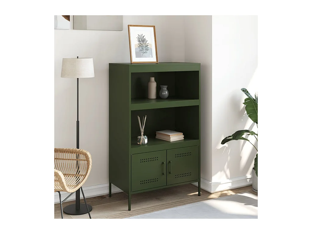 Buffet haut vert olive 68x39x113 cm acier