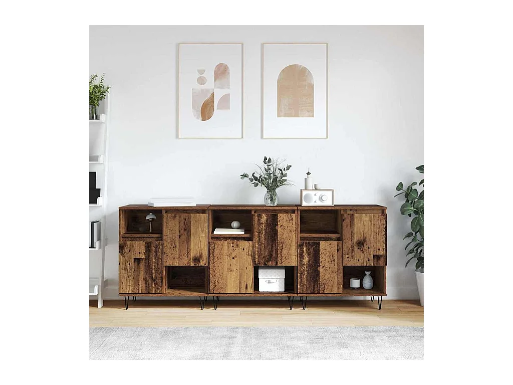 Buffets 3 pièces Bois ancien 180 x 35 x 70 cm Bois d'ingénierie