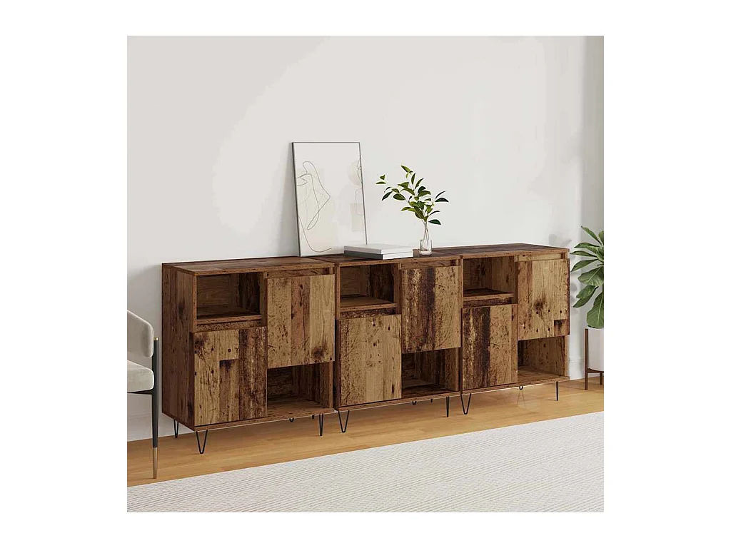 Buffets 3 pièces Bois ancien 180 x 35 x 70 cm Bois d'ingénierie