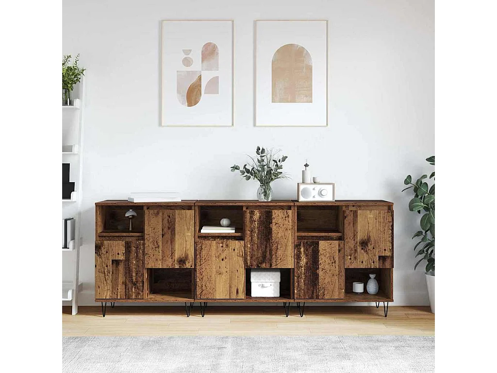 Tableros Lateral 3 piezas Madera vieja 180 x 35 x 70 cm