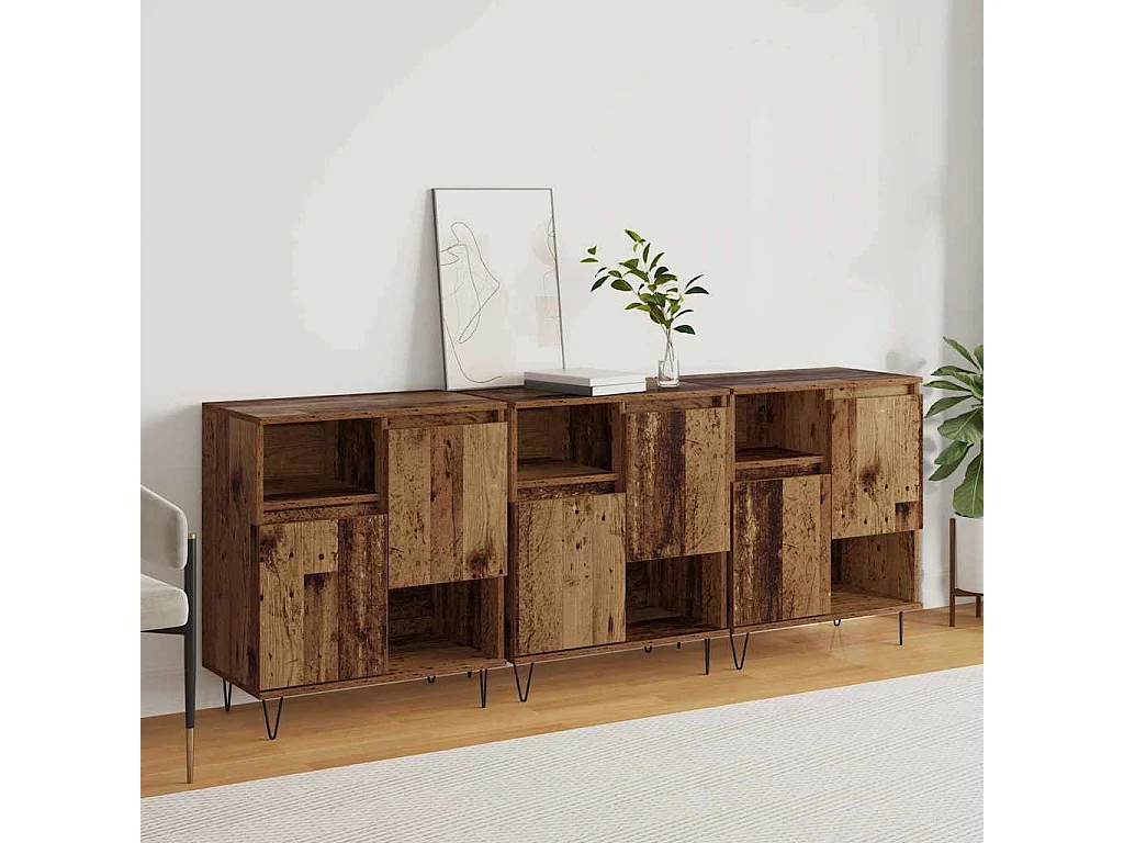 Tableros Lateral 3 piezas Madera vieja 180 x 35 x 70 cm