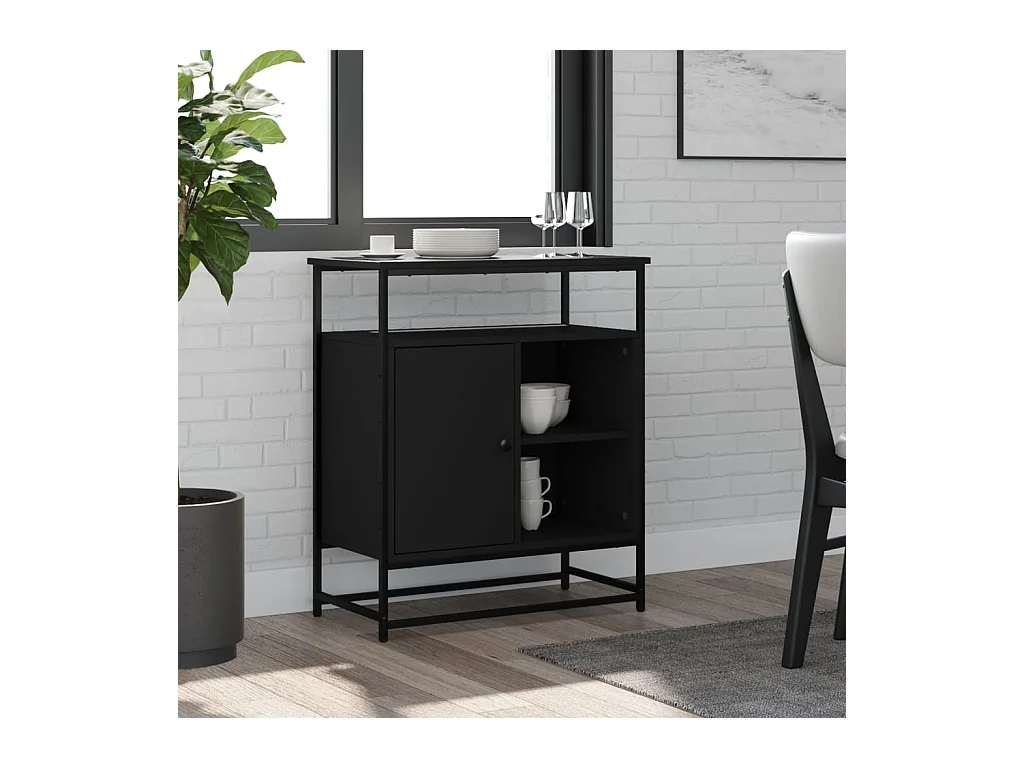 Buffet noir 69x35x80 cm bois d'ingénierie