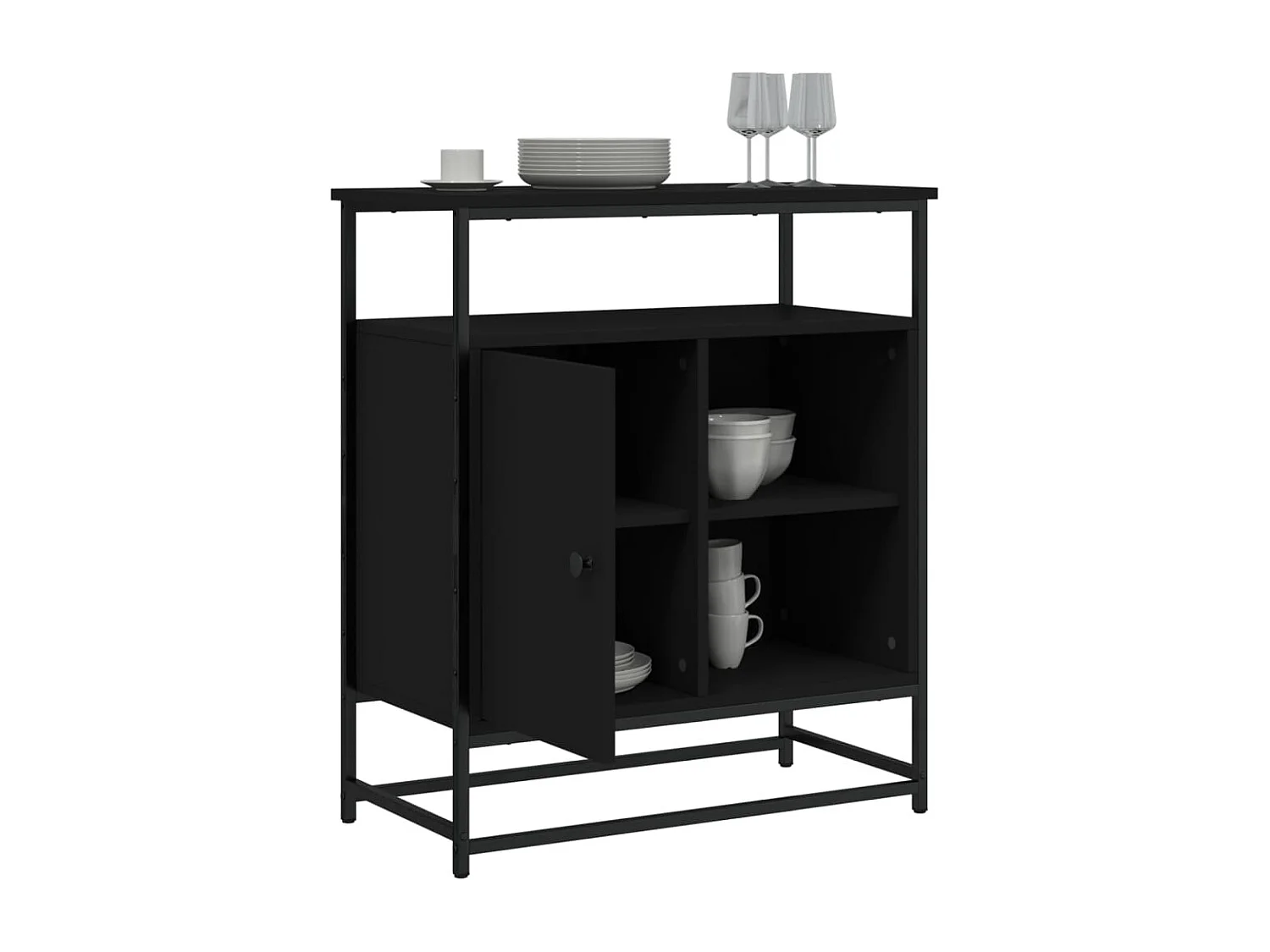 Buffet noir 69x35x80 cm bois d'ingénierie