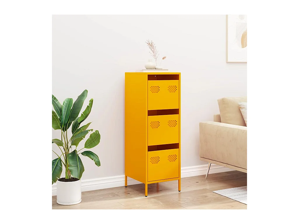 Buffet haut jaune moutarde 39x35x103,5 cm acier