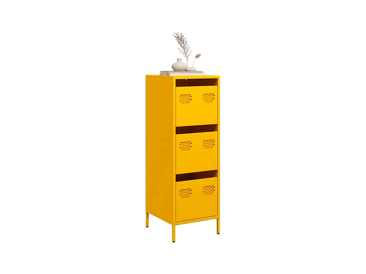 Aparador de acero amarillo mostaza 39x35x103,5 cm