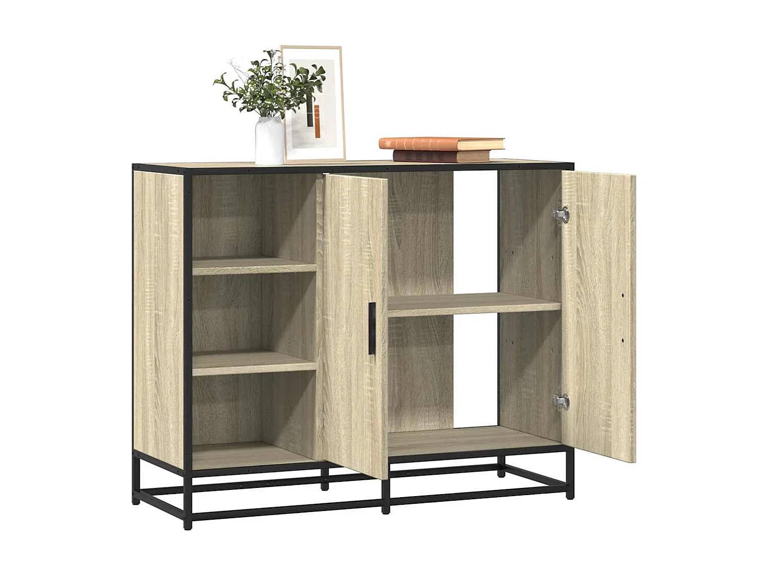 Buffet chêne sonoma 92x35x76 cm bois d'ingénierie
