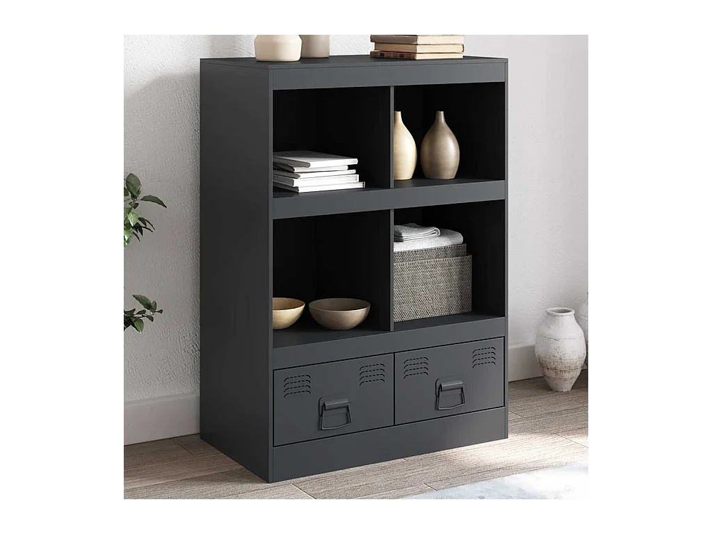 Aparador de acero gris antracita 67x39x95 cm