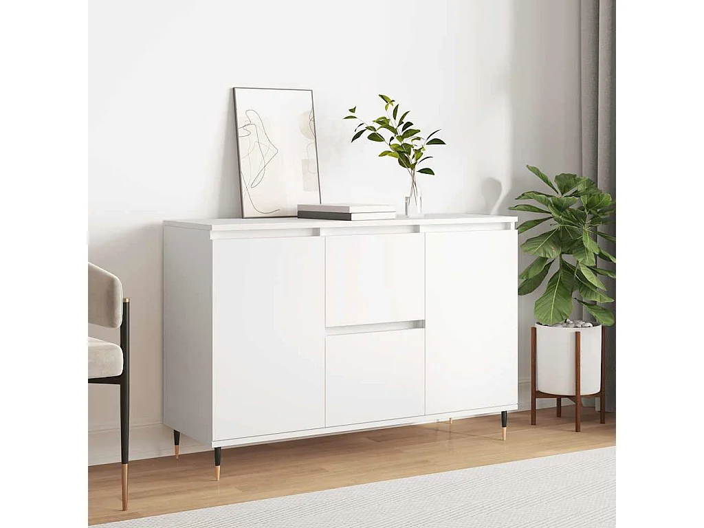 Buffet blanc 101,5x35x70 cm bois d'ingénierie