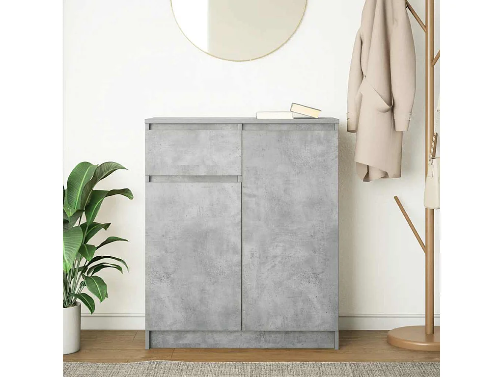 Buffet avec tiroir gris béton 71x35x84 cm bois d'ingénierie