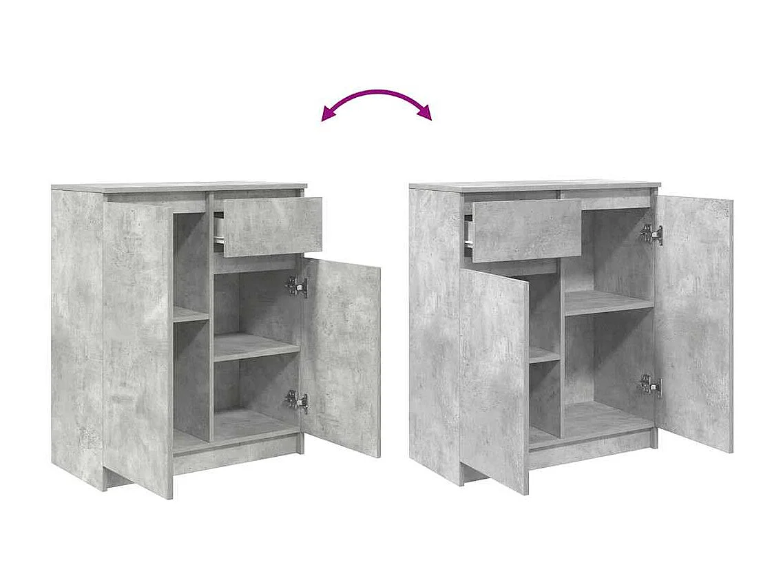 Buffet avec tiroir gris béton 71x35x84 cm bois d'ingénierie