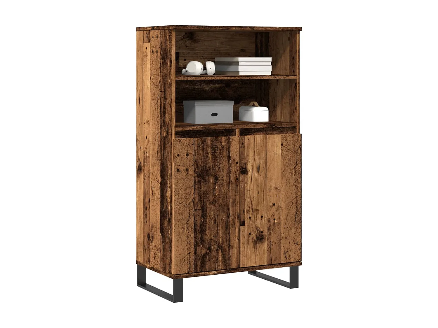 Buffet haut vieux bois 60x36x110 cm bois d'ingénierie