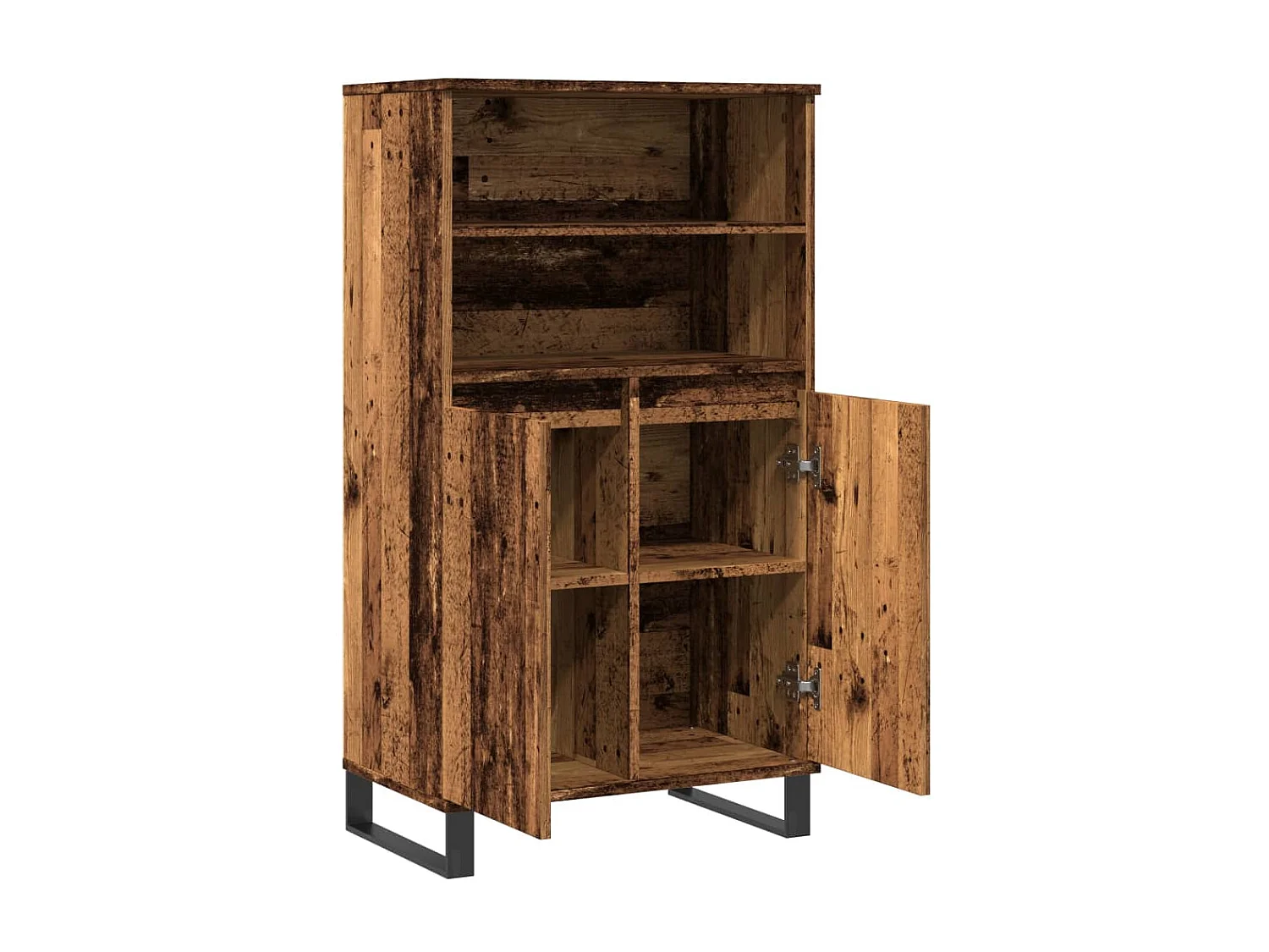 Buffet haut vieux bois 60x36x110 cm bois d'ingénierie