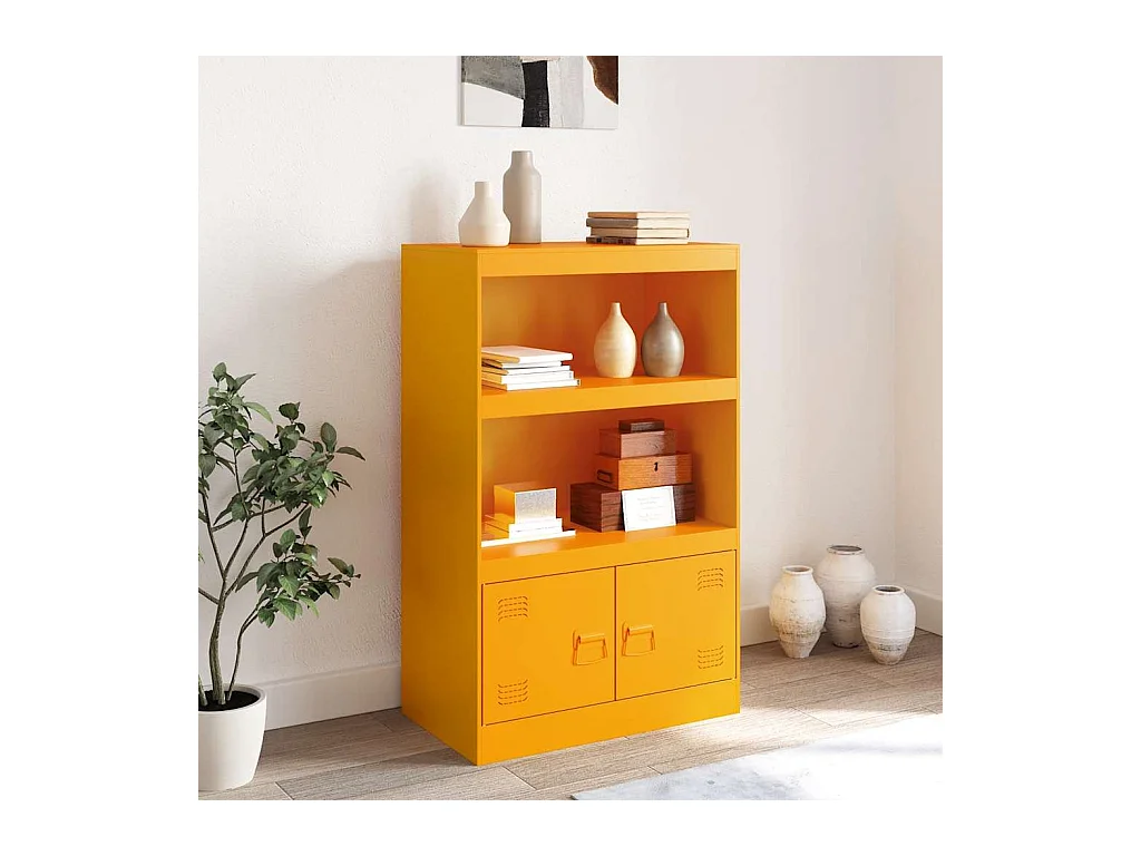 Buffet jaune moutarde 67x39x107 cm acier