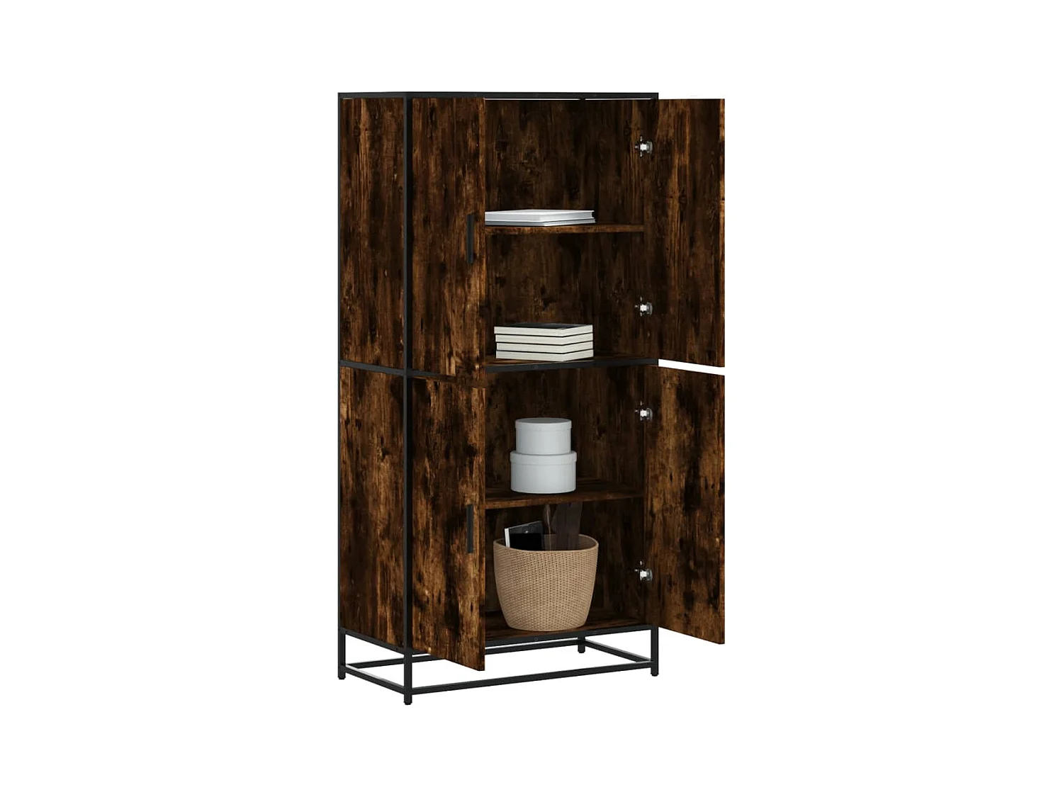 Buffet haut chêne fumé 68x35x139 cm bois d'ingénierie