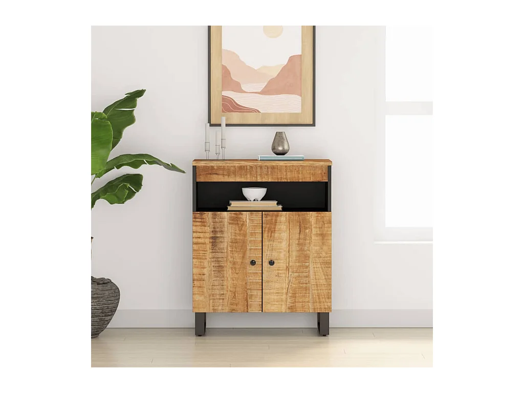Buffet avec 2 portes 60x33x75 cm bois massif de manguier