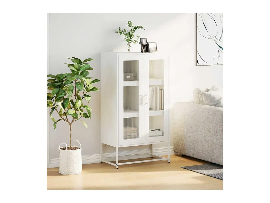 Buffet haut blanc 68x39x123 cm acier