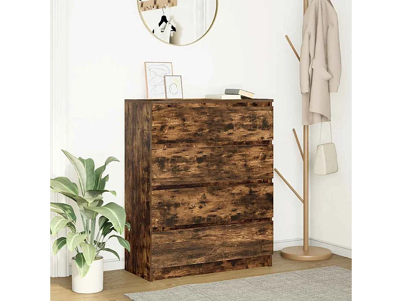 Buffet chêne fumé 80x35x99 cm bois d'ingénierie