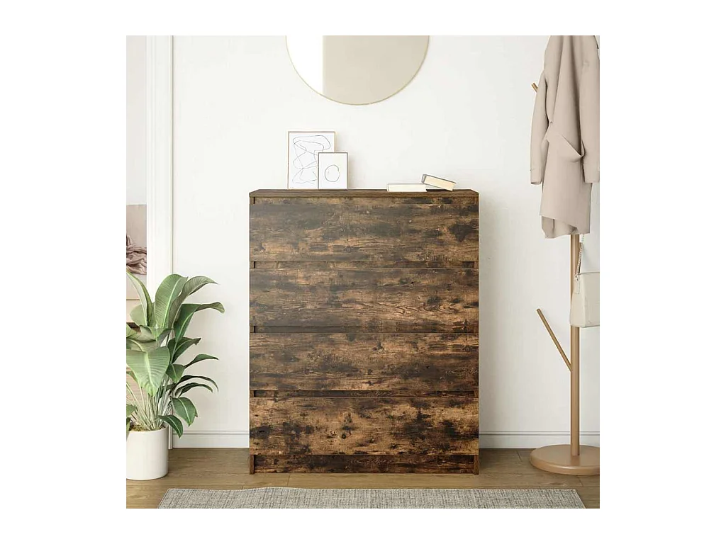 Buffet chêne fumé 80x35x99 cm bois d'ingénierie