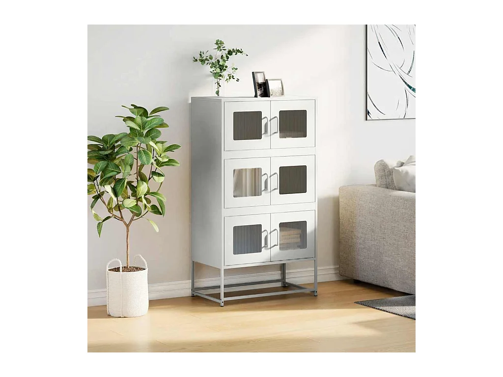 Buffet haut blanc 68x39x123 cm acier