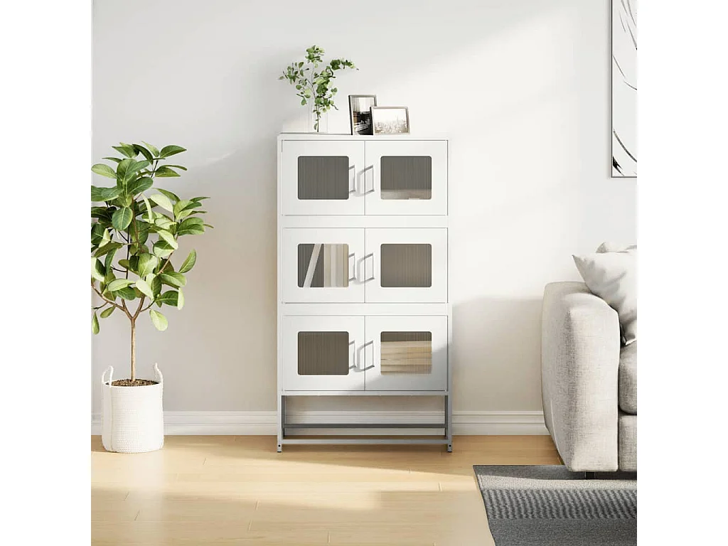 Buffet haut blanc 68x39x123 cm acier