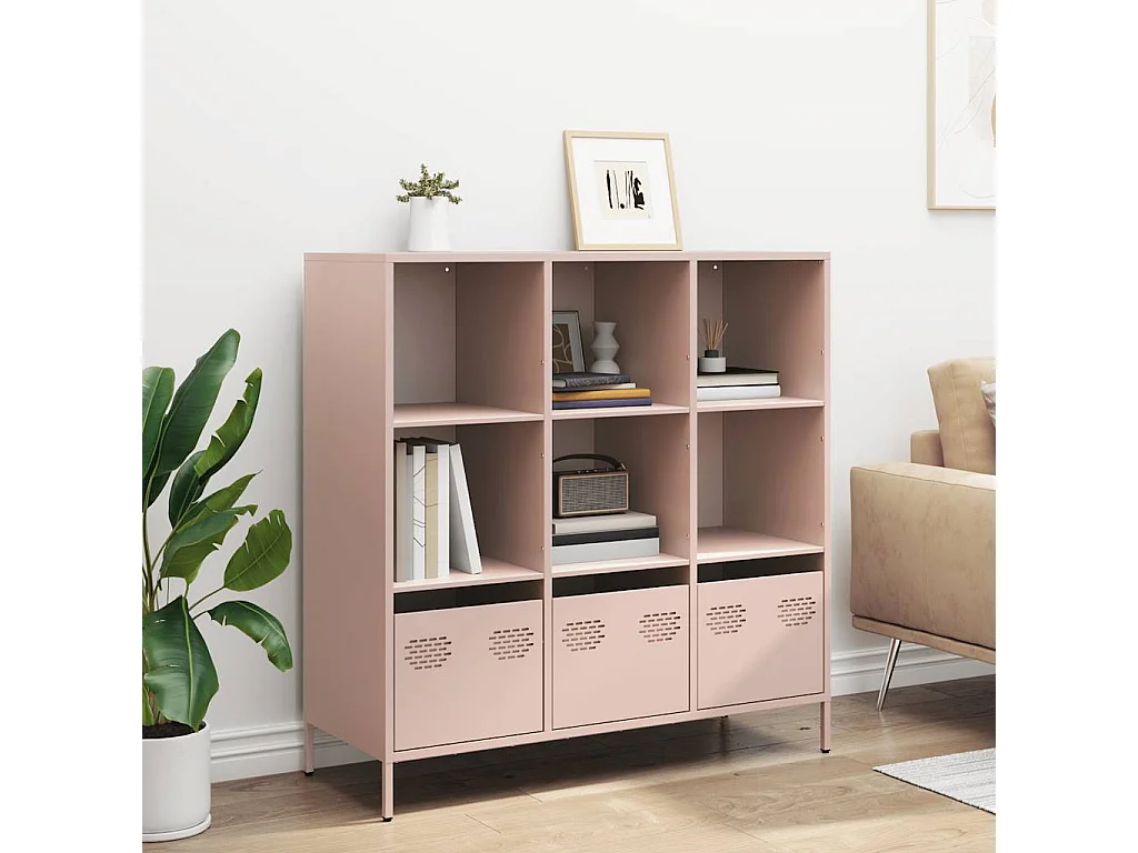 Buffet haut rose 101,5x39x103,5 cm acier