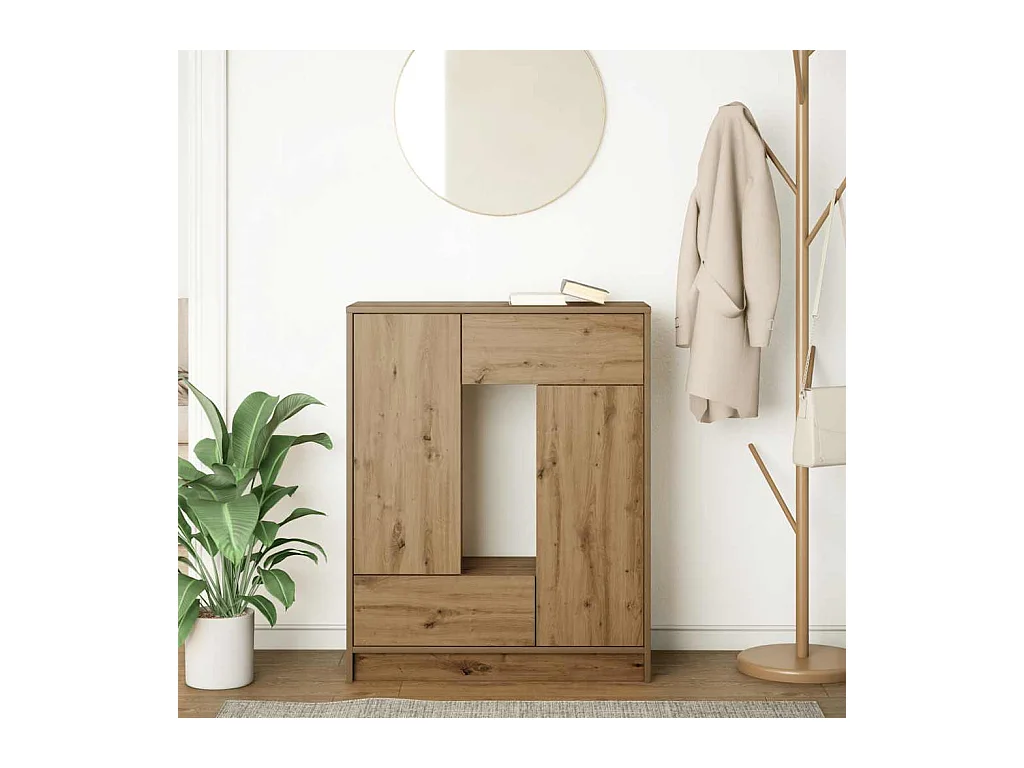 Buffet avec tiroirs et portes chêne artisanal 73x31x90 cm