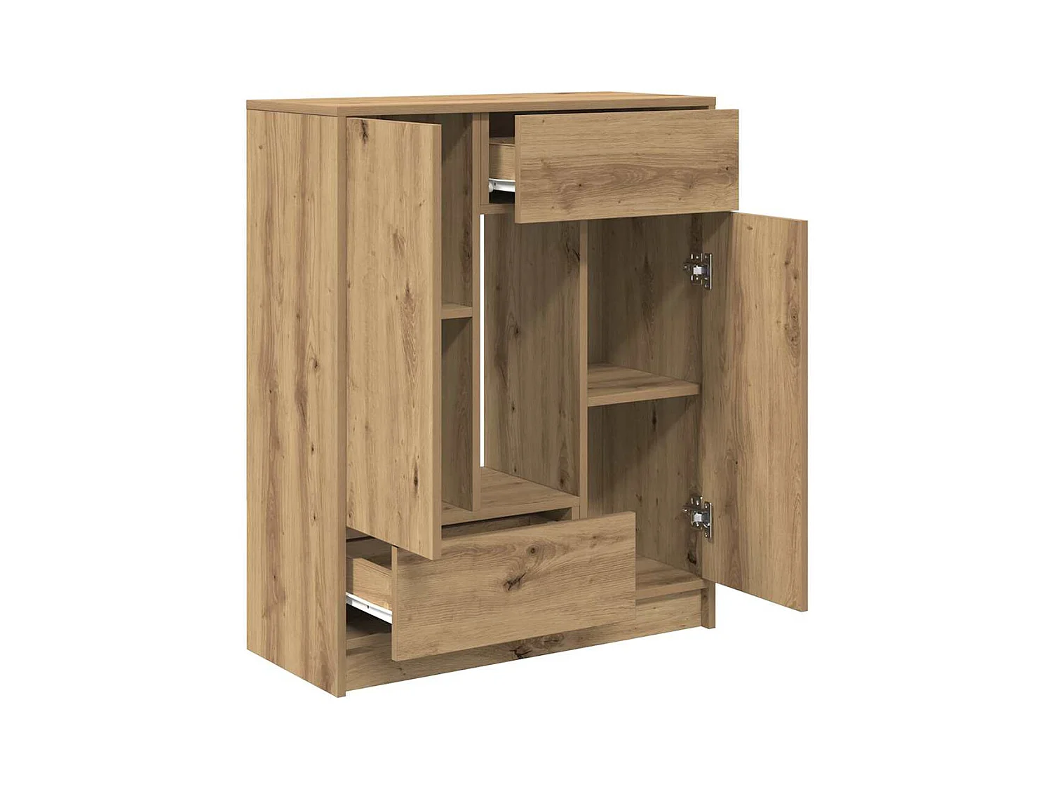 Buffet avec tiroirs et portes chêne artisanal 73x31x90 cm