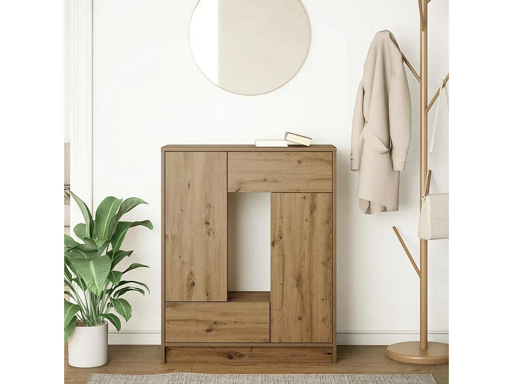 Aparador com gavetas e portas 73x31x90 cm carvalho artesanal