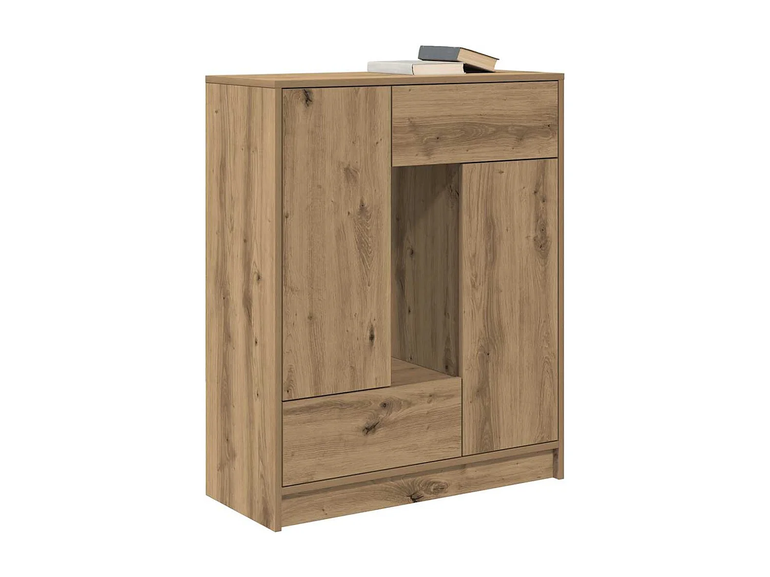 Aparador com gavetas e portas 73x31x90 cm carvalho artesanal