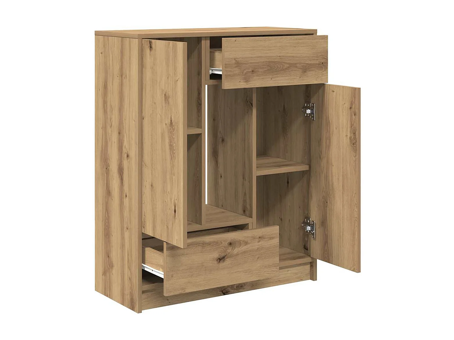 Aparador com gavetas e portas 73x31x90 cm carvalho artesanal