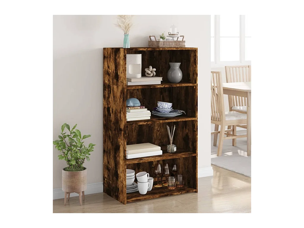 Buffet haut chêne fumé 70x41x124 cm bois d'ingénierie