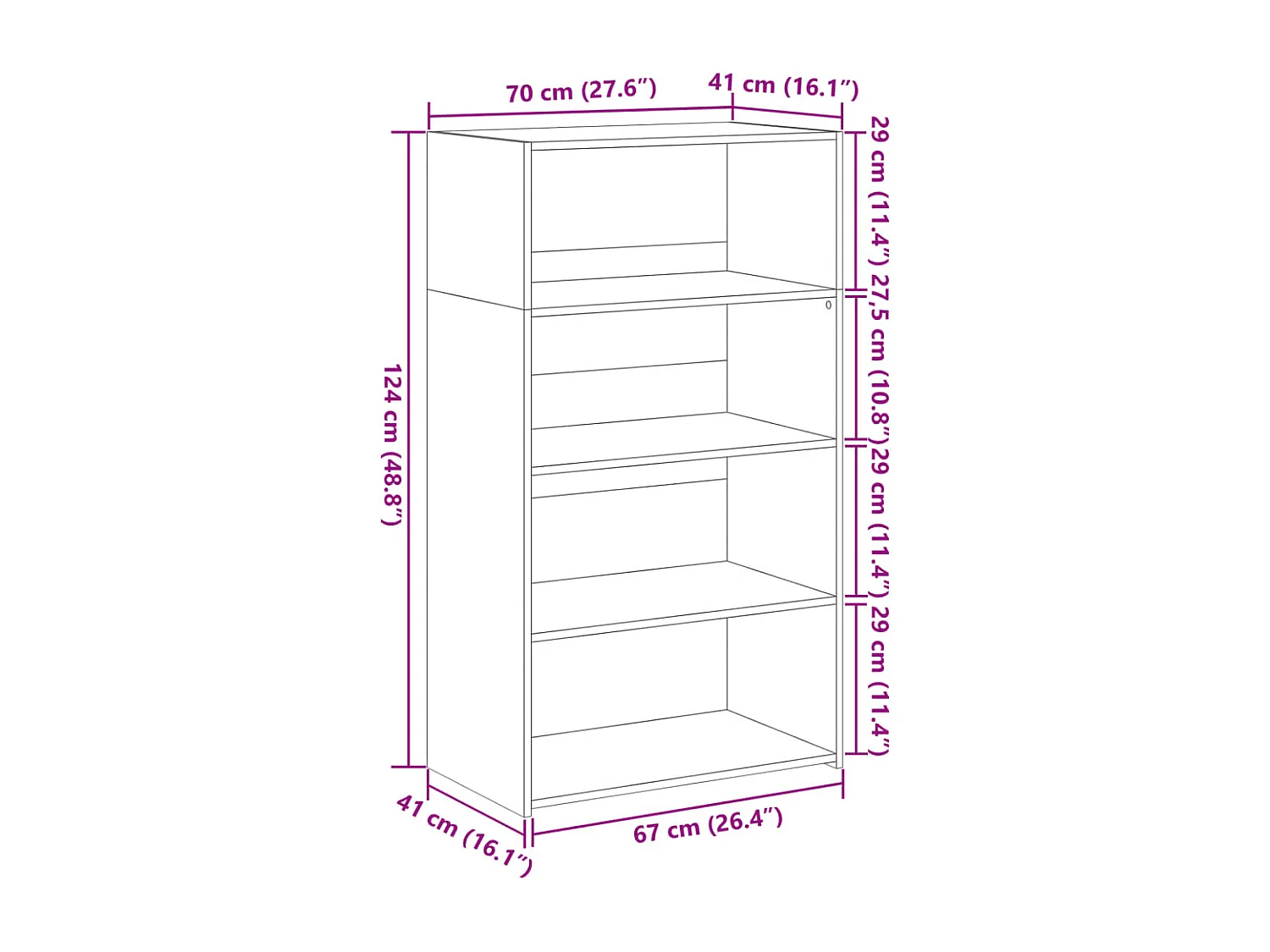 Buffet haut chêne fumé 70x41x124 cm bois d'ingénierie