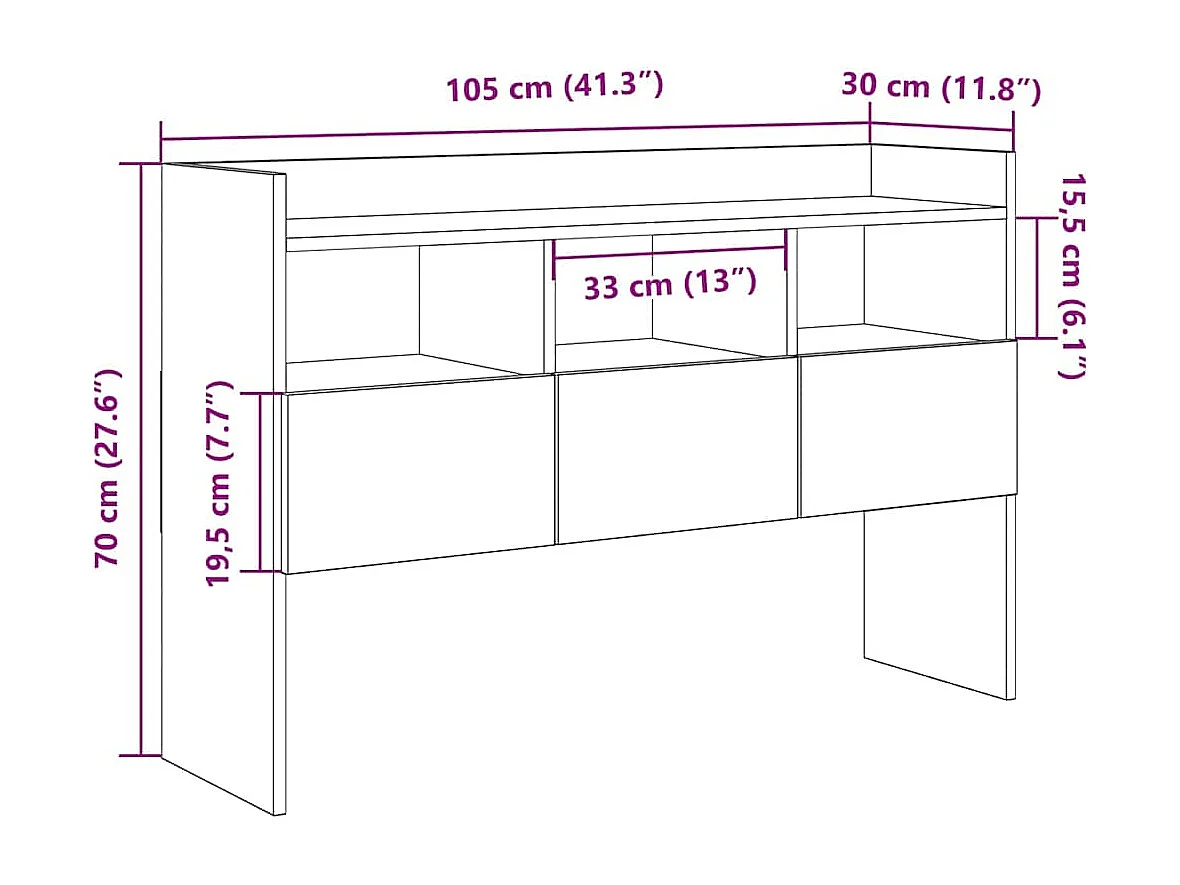 Buffet vieux bois 105x30x70 cm bois d'ingénierie
