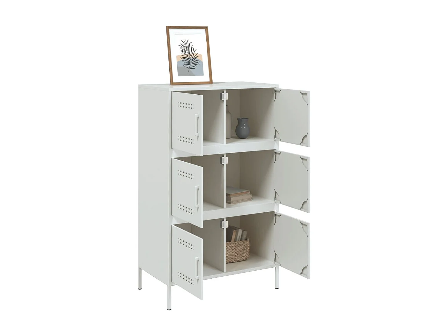 Buffet haut blanc 68x39x113 cm acier
