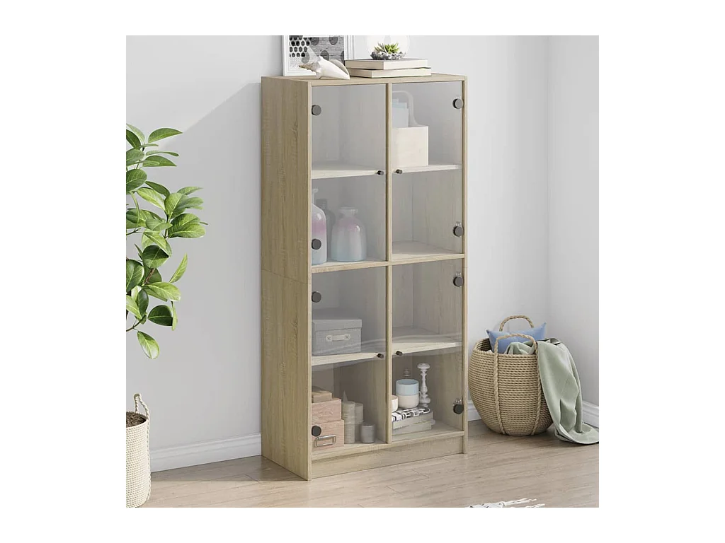 Buffet haut avec portes chêne sonoma bois d'ingénierie