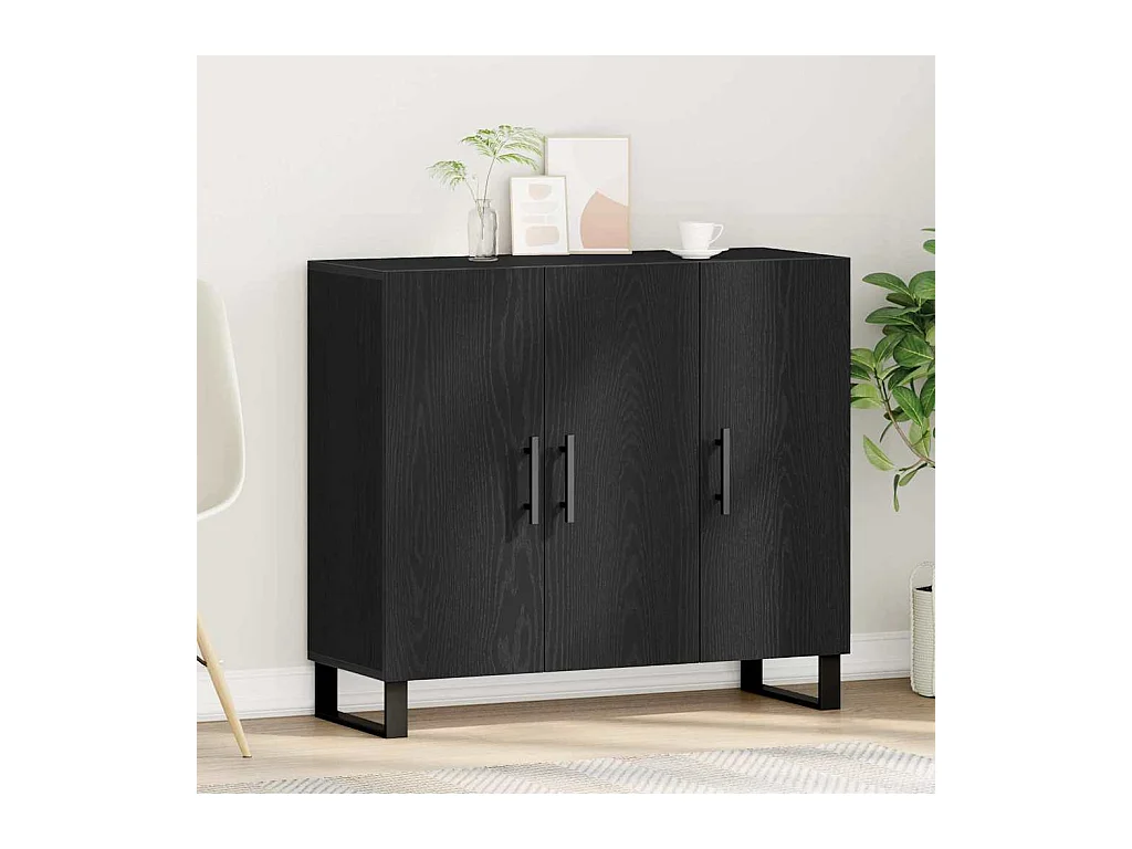 Buffet Chêne noir 90 x 34 x 80 cm Bois d'ingénierie