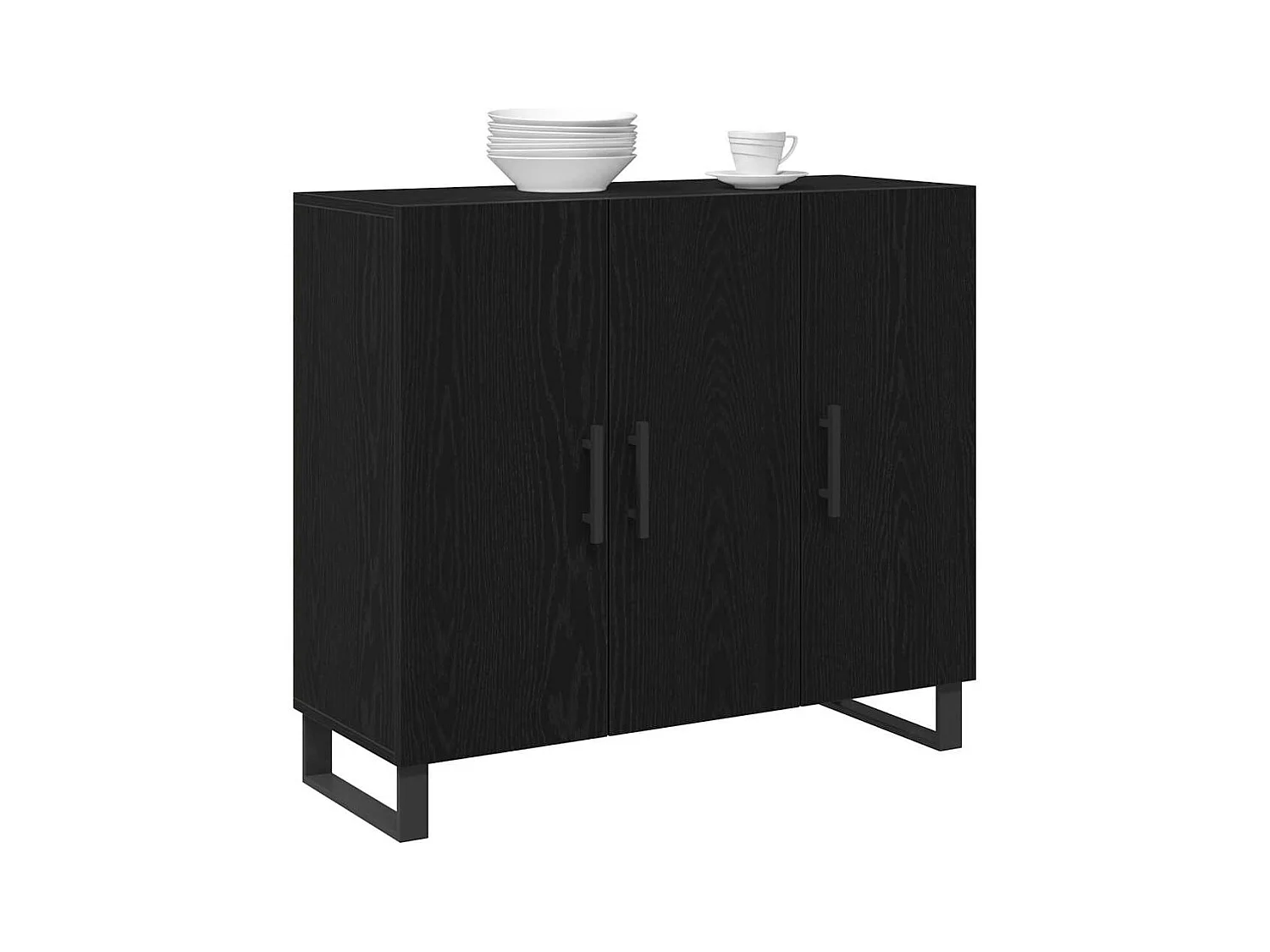 Buffet Chêne noir 90 x 34 x 80 cm Bois d'ingénierie