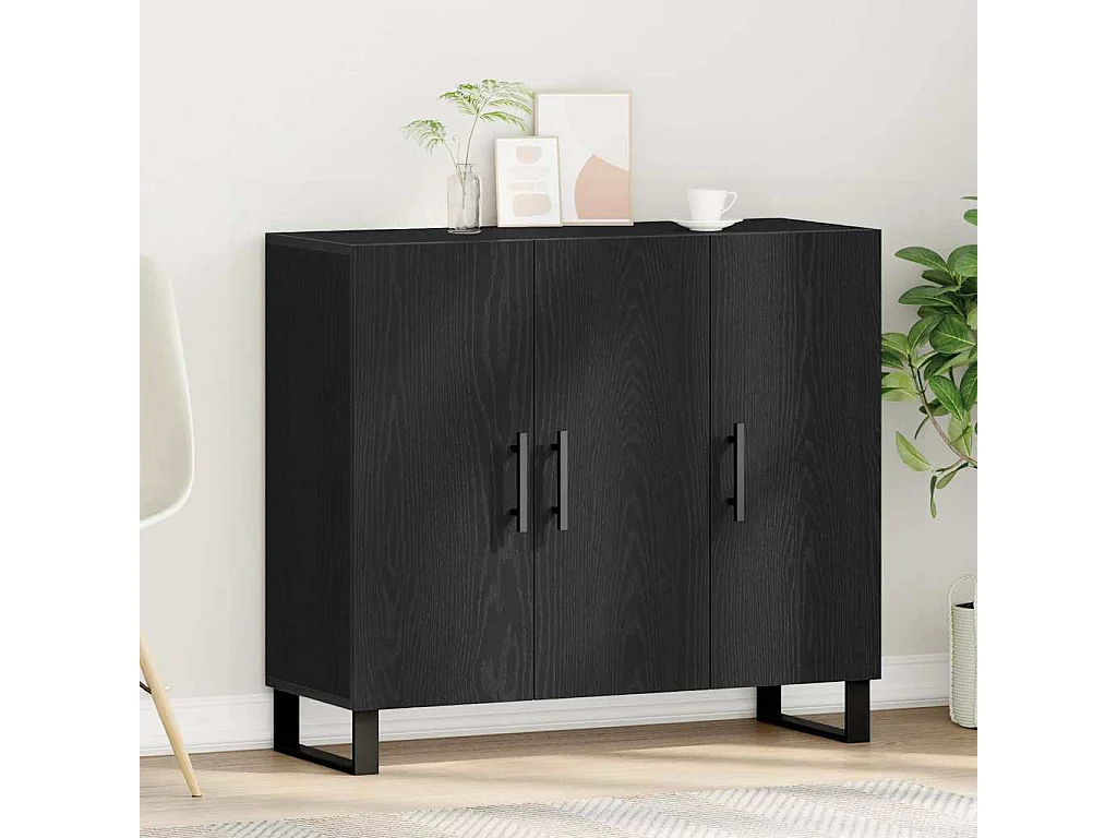 Buffet Chêne noir 90 x 34 x 80 cm Bois d'ingénierie