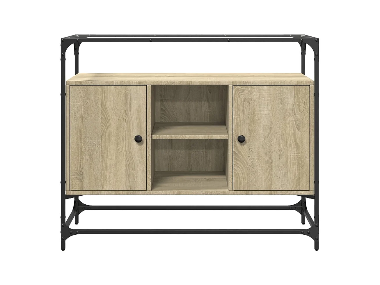 Buffet avec dessus en verre chêne sonoma bois d'ingénierie