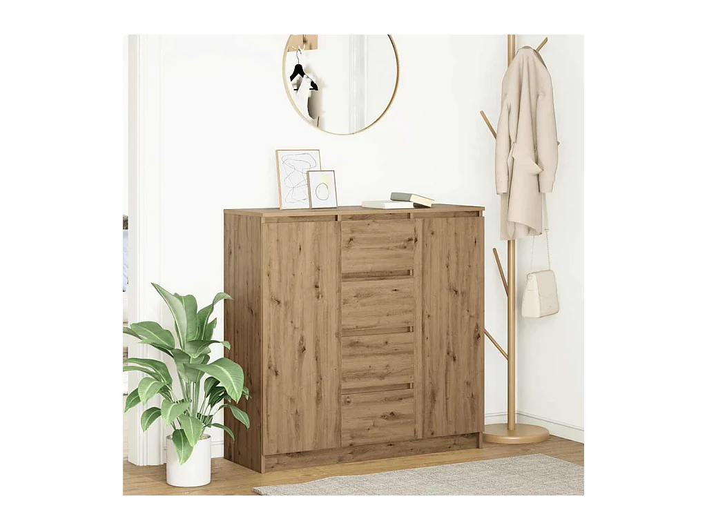 Buffet tiroirs chêne artisanal 100,5x35x98,5 cm bois ingénierie