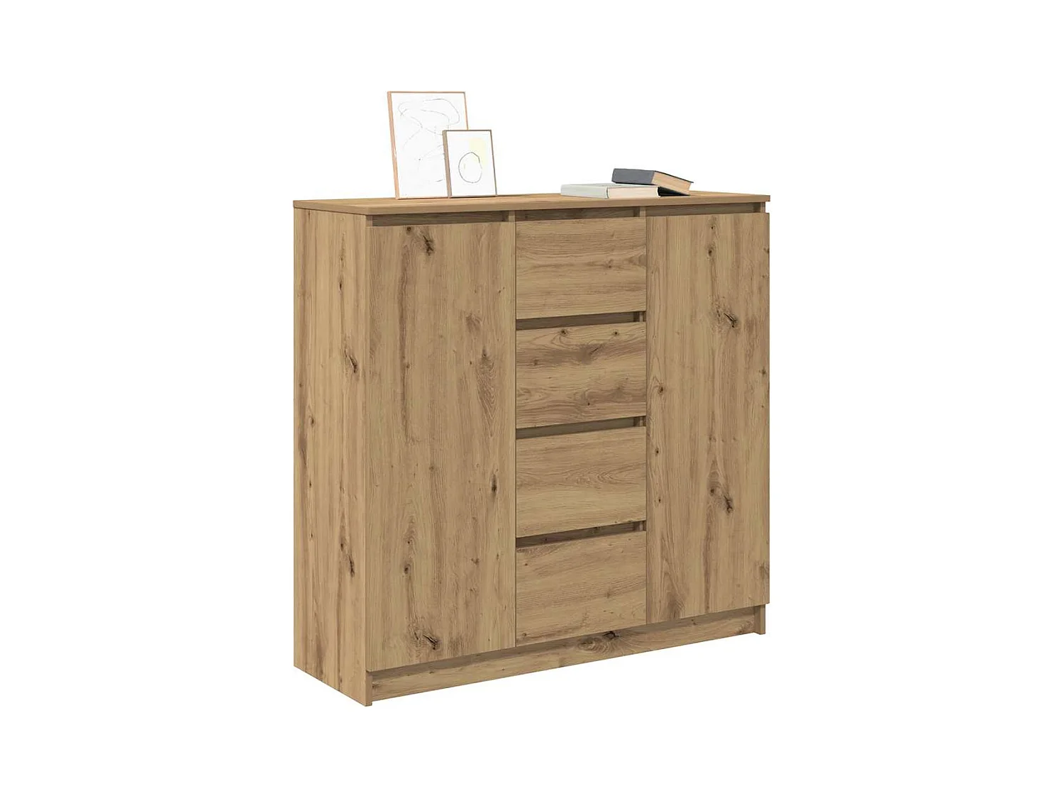 Buffet tiroirs chêne artisanal 100,5x35x98,5 cm bois ingénierie