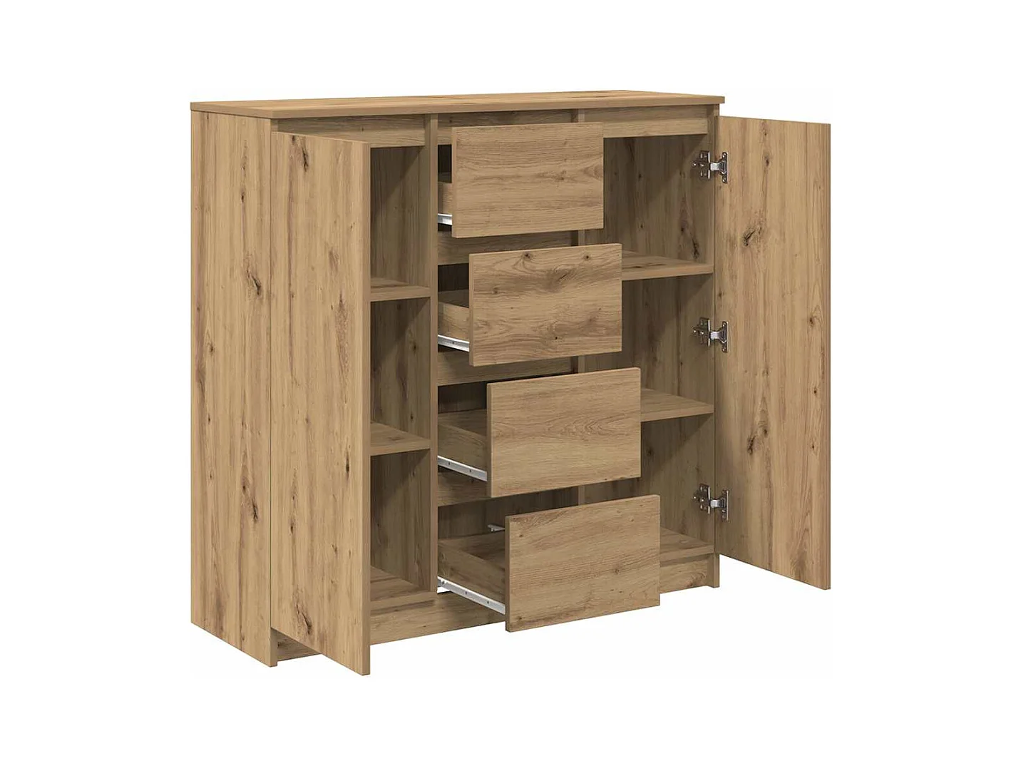 Buffet tiroirs chêne artisanal 100,5x35x98,5 cm bois ingénierie