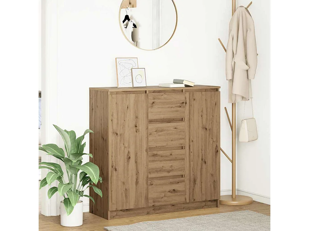 Buffet tiroirs chêne artisanal 100,5x35x98,5 cm bois ingénierie