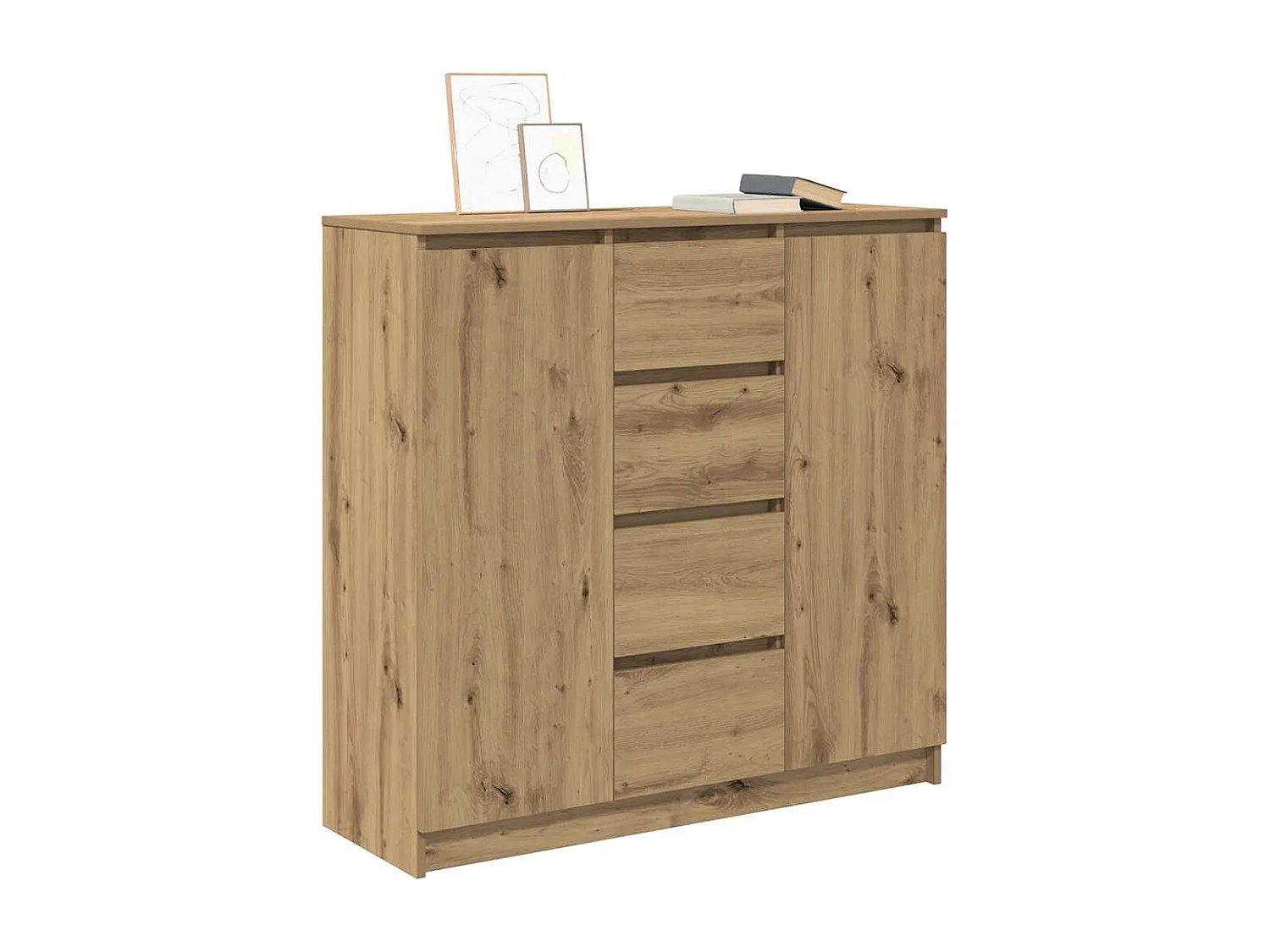 Buffet tiroirs chêne artisanal 100,5x35x98,5 cm bois ingénierie