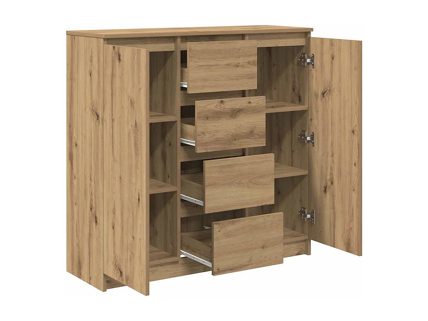 Buffet tiroirs chêne artisanal 100,5x35x98,5 cm bois ingénierie