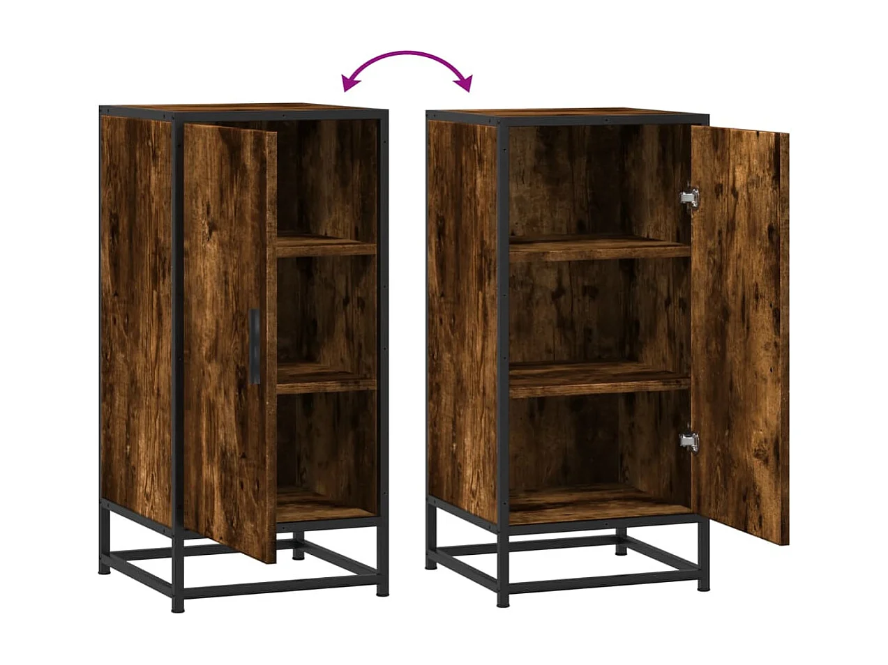 Buffet chêne fumé 35,5x35x76 cm bois d'ingénierie et métal