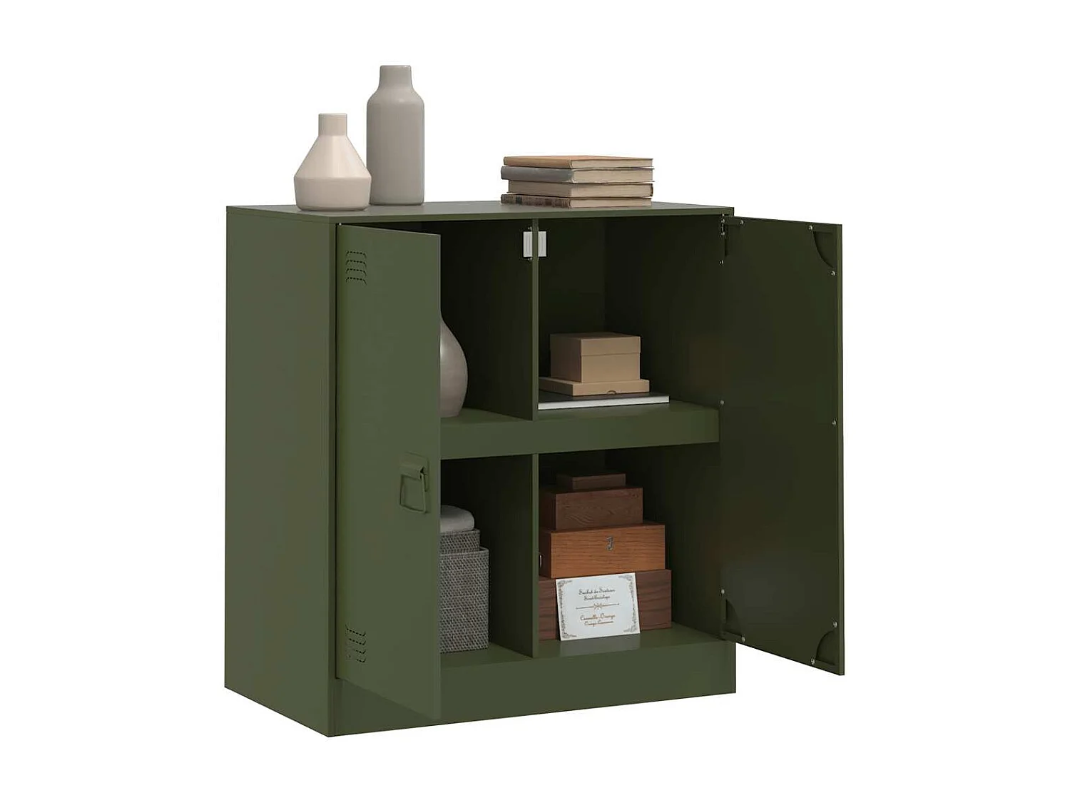 Aparador de acero verde oliva 67x39x73 cm