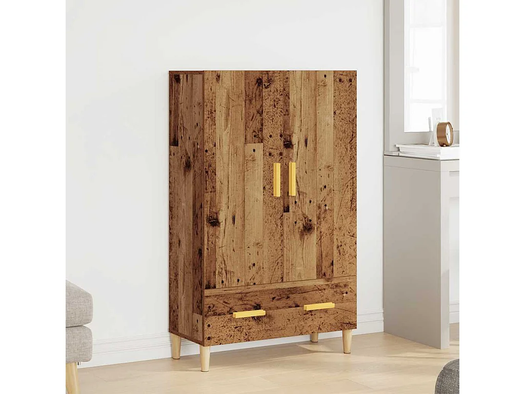 Buffet haut vieux bois 70x31x115 cm bois d'ingénierie