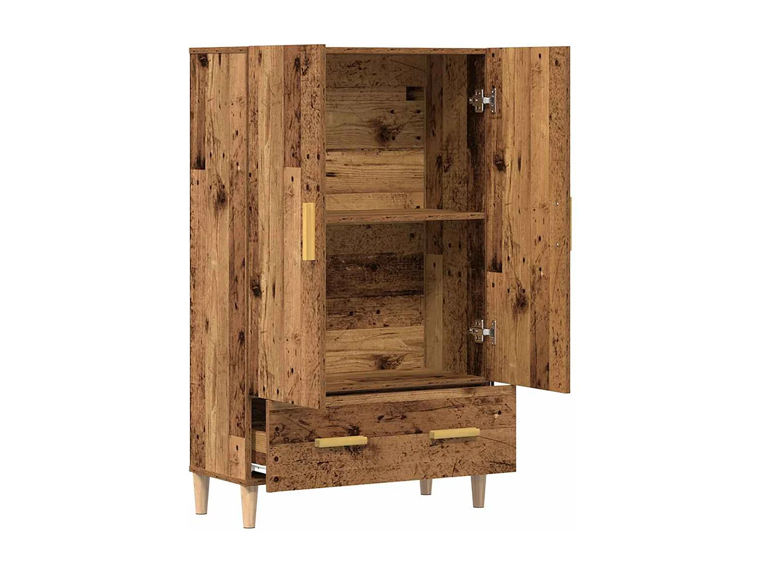 Buffet haut vieux bois 70x31x115 cm bois d'ingénierie