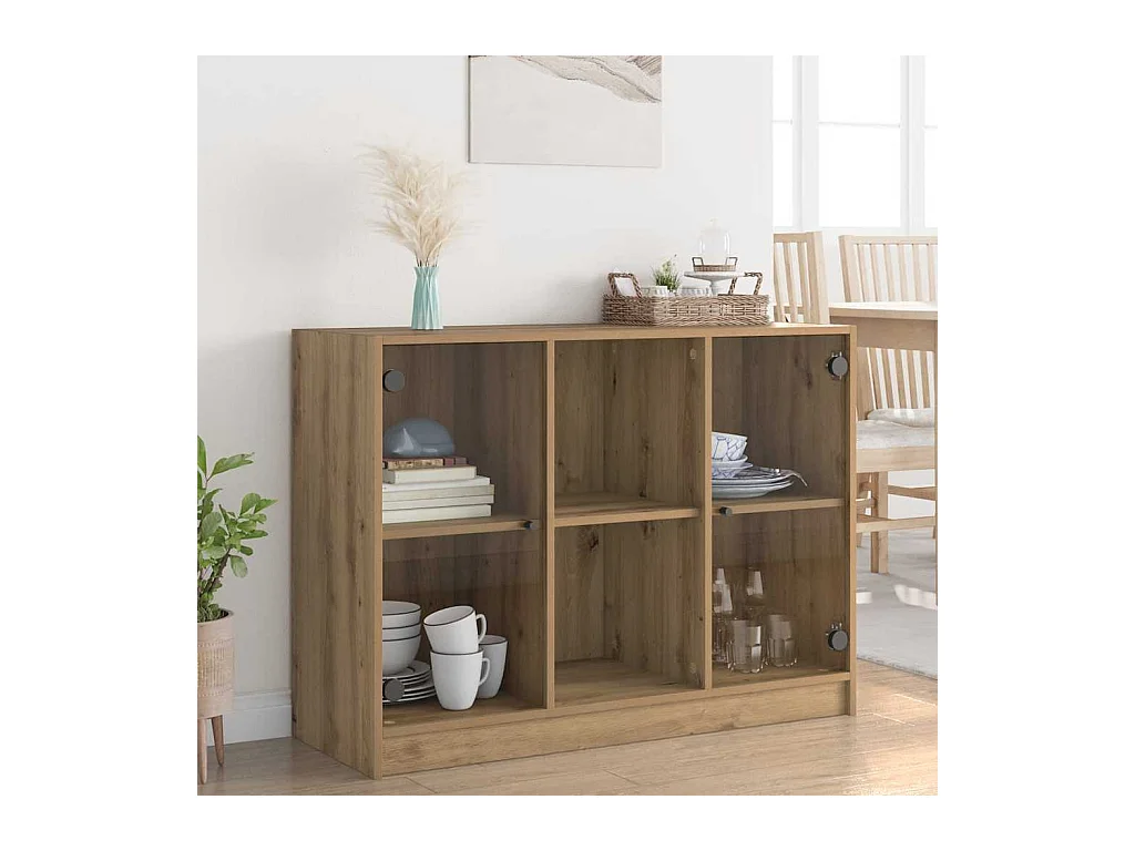 Buffet chêne artisanal 102x37x75,5 cm bois d'ingénierie